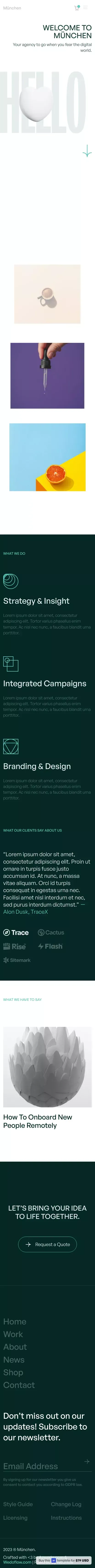 München - Webflow Ecommerce website template mobile view