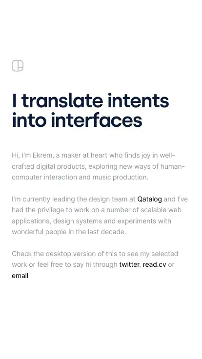 Ekrem Elmas - Product Designer // Maker // Musician mobile view