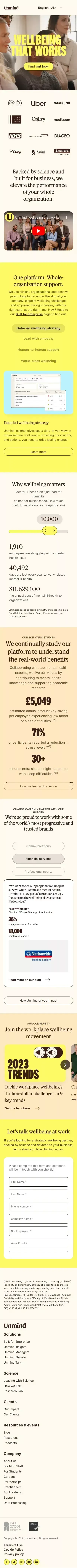 Unmind | Wellbeing that works mobile view