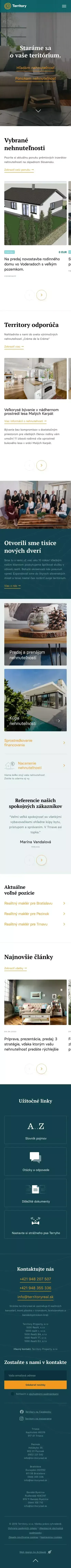 Territory real estate mobile view