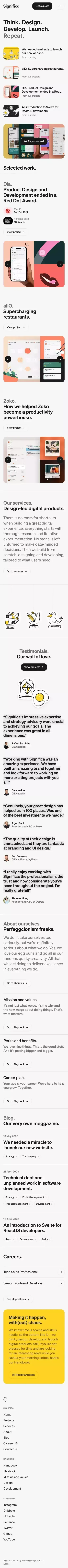 Significa – Design-led digital products mobile view