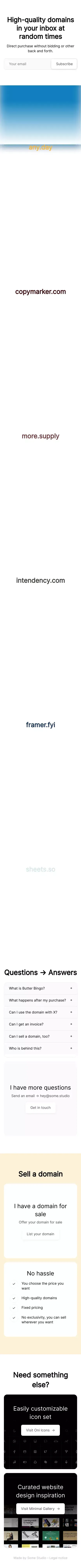 Butter.Bingo – Curated domains mobile view
