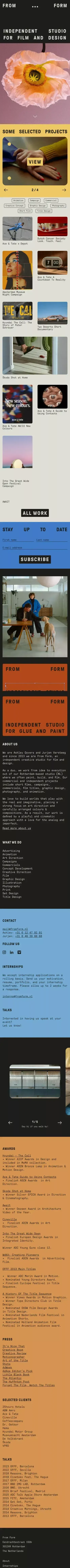 From Form - Studio for Film and Design mobile view