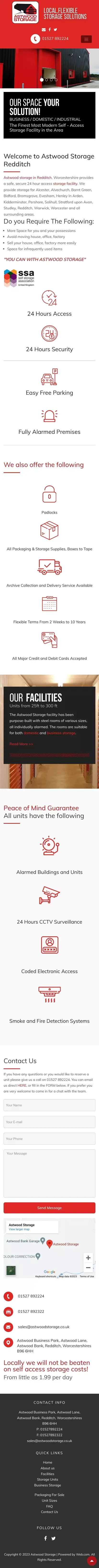 24hr Self Storage Redditch, Worcestershire - Astwood Storage mobile view