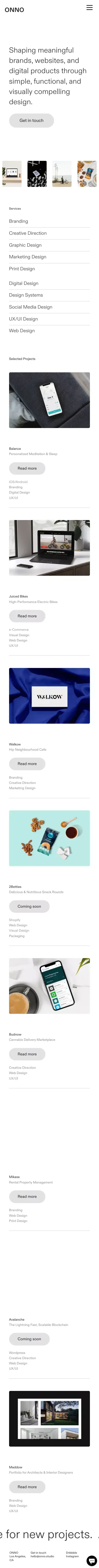 ONNO - Digital & Brand Design Studio mobile view