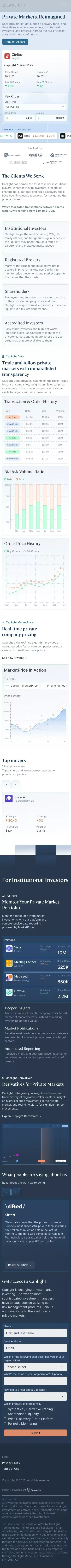Caplight | Private Markets Reimagined mobile view