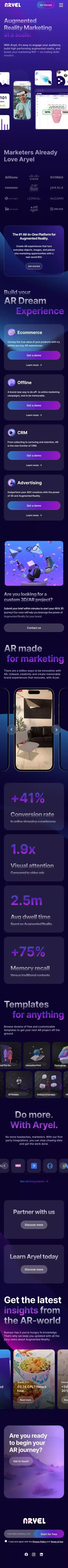 Aryel | Augmented Reality Marketing at a scale. mobile view