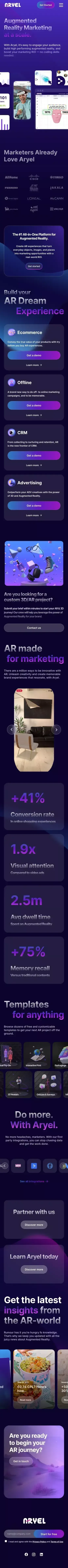 Aryel | Augmented Reality Marketing at a scale. mobile view