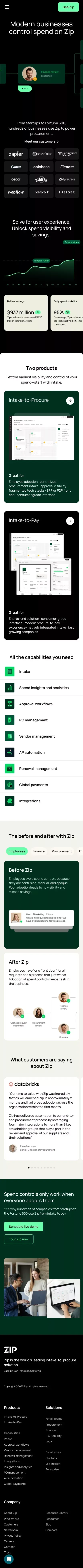 Zip | Modern Spend Controls mobile view