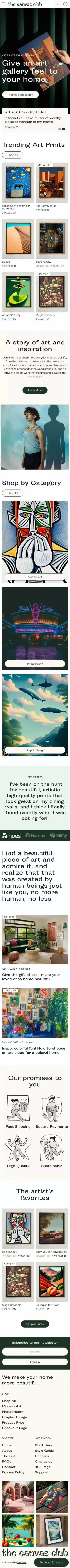 The Canvas Club | Webflow Ecommerce Website Template mobile view