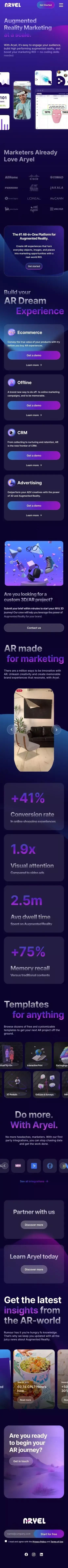 Aryel | Augmented Reality Marketing at a scale. mobile view