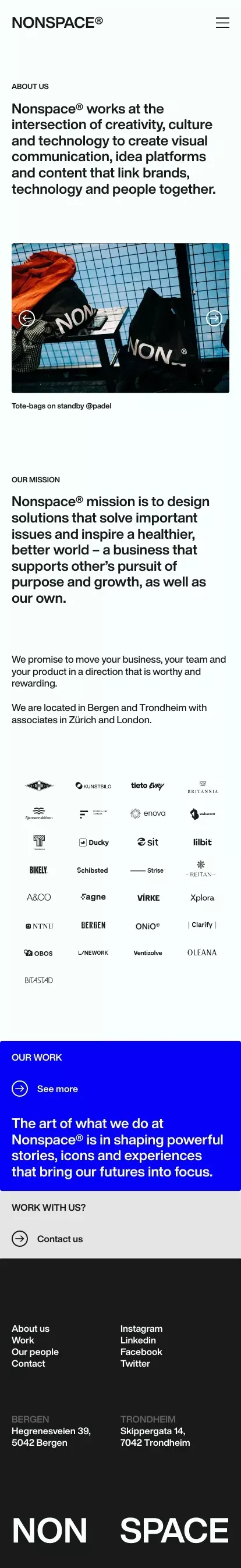 About us | Nonspace® mobile view