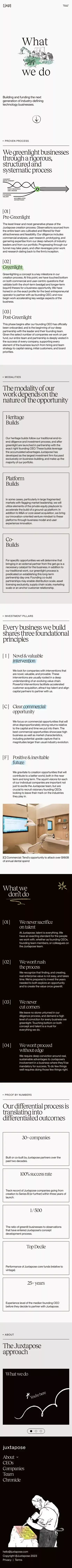 What We Do | Juxtapose mobile view