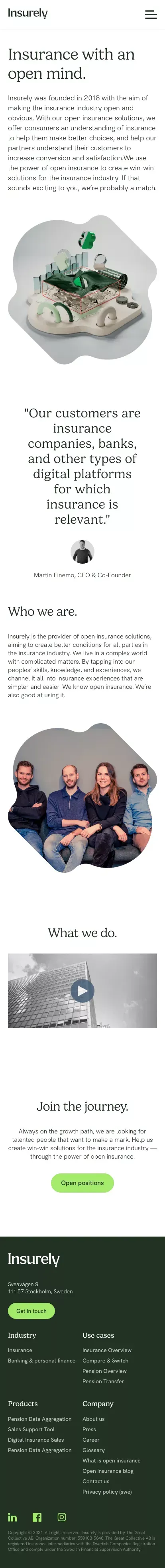 About us | Insurely mobile view