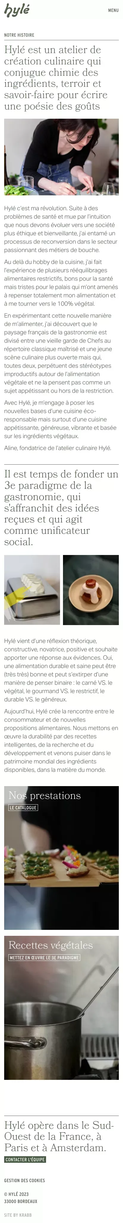 Notre histoire — HylÃ© mobile view