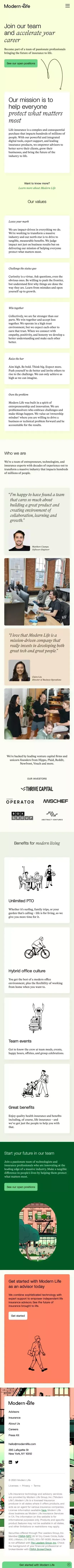 Careers – Modern Life mobile view
