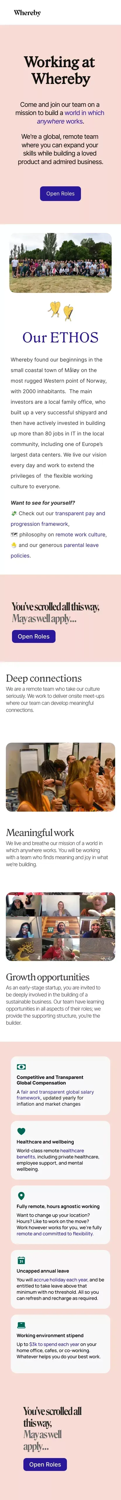 Careers at Whereby mobile view