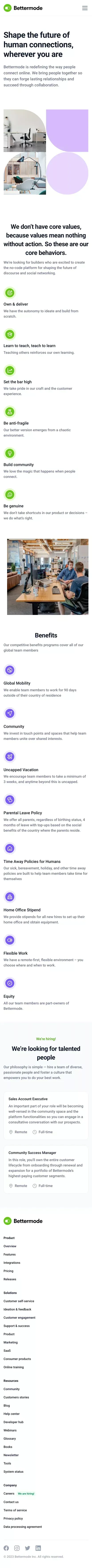 Careers | Bettermode mobile view