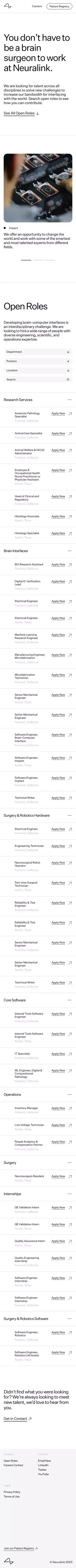 Careers | Neuralink mobile view