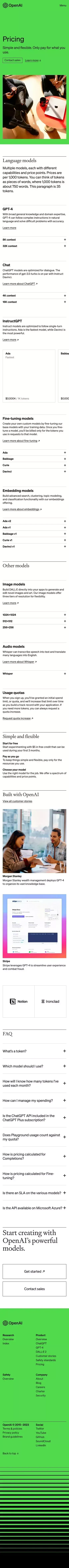 Pricing mobile view