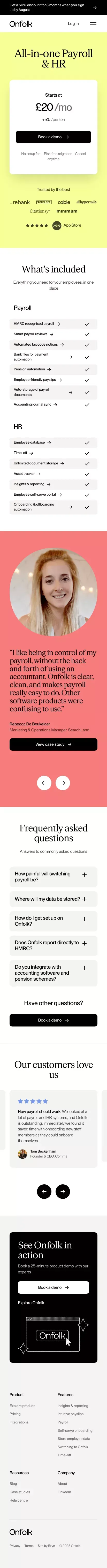 Onfolk · Pricing mobile view