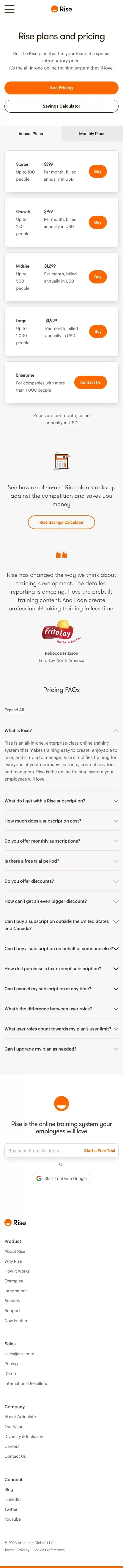 Introductory Pricing for Rise | Rise mobile view
