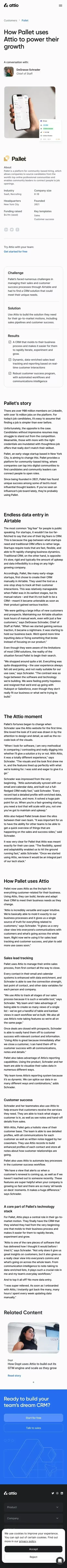 Pallet's Story | Attio mobile view