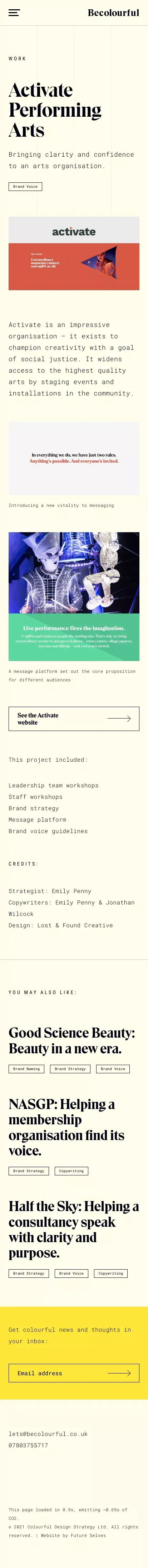 Activate Performing Arts - Becolourful mobile view