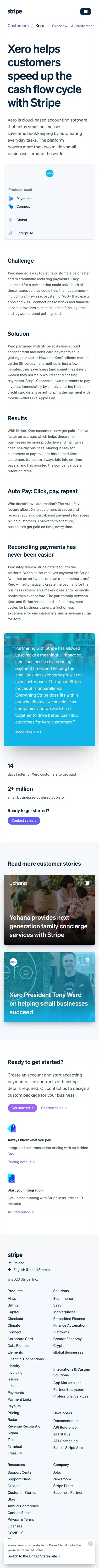 Xero case study | Stripe mobile view