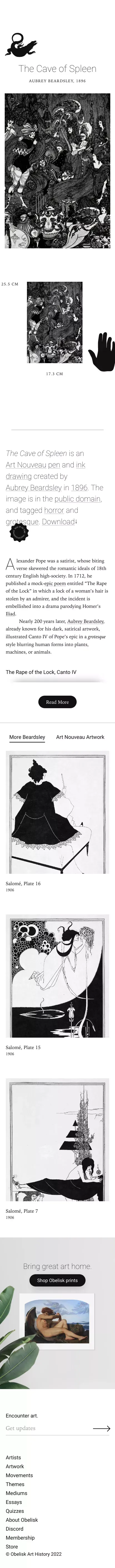 The Cave of Spleen by Aubrey Beardsley | Obelisk Art History mobile view
