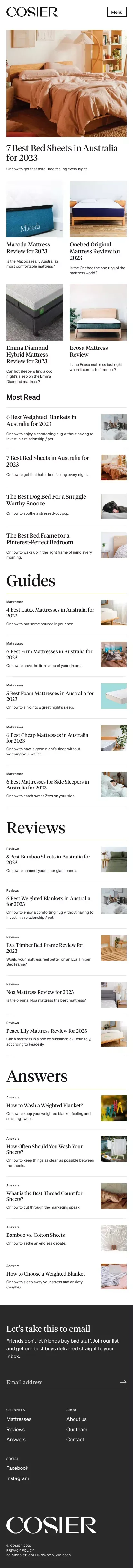 Cosier: The best for sleep mobile view