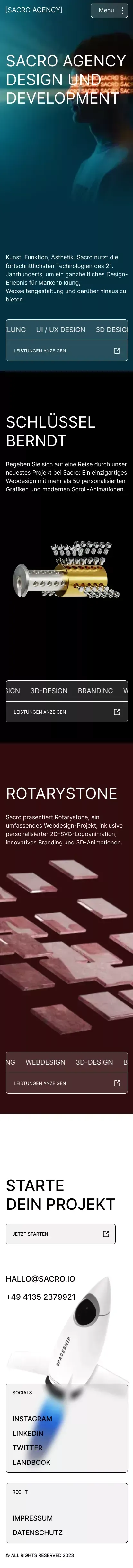 Sacro Design Agentur mobile view
