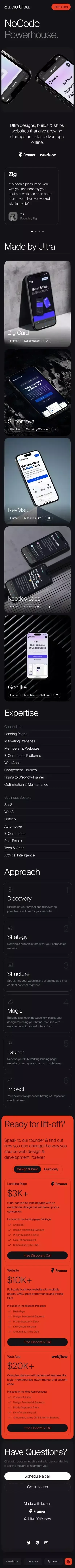 Ultra â Websites that give growing startups an unfair advantage mobile view
