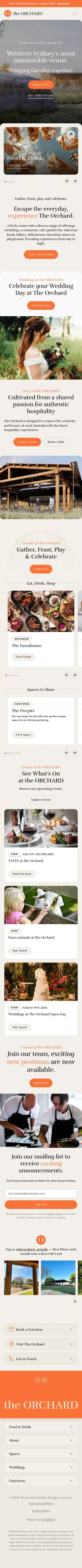 The ORCHARD Penrith – Food and Events venue. mobile view