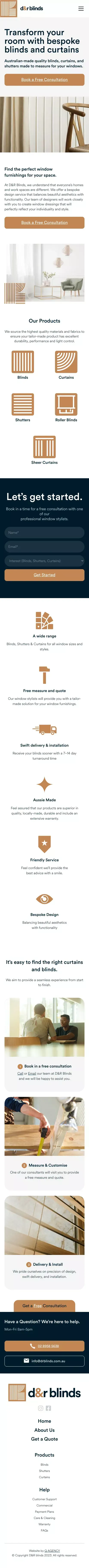 D & R Blinds – Bespoke Blinds and Curtains mobile view