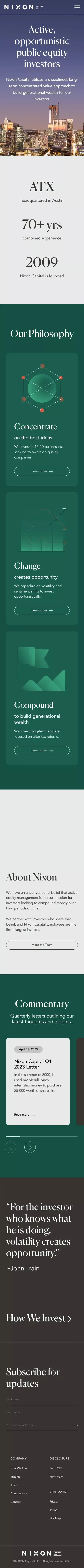 Nixon Capital - Opportunistic Public Equity Investors mobile view