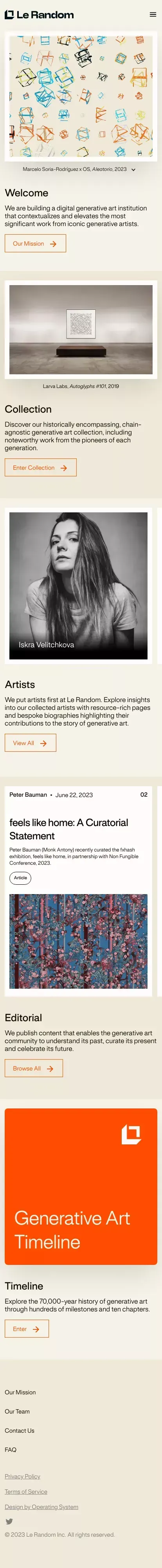 Le Random — A Digital Generative Art Institution mobile view