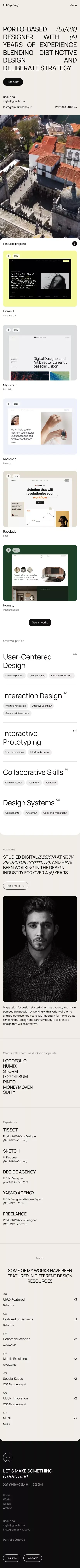 Ollio Folio – Webflow HTML website template mobile view