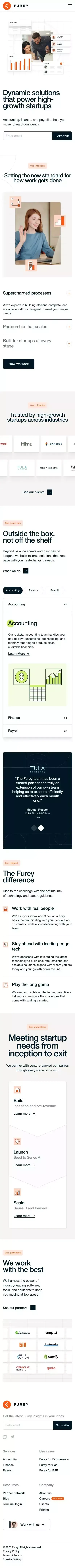 Furey Financial | Dynamic solutions that power high-growth startups mobile view