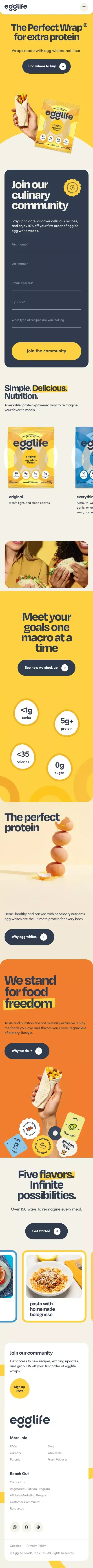 Egglife | Wraps made with egg whites, not flour mobile view