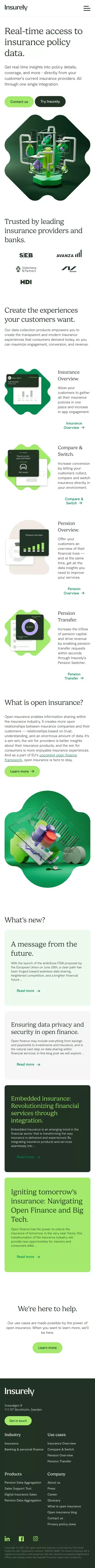 Real-time access to insurance data. | Insurely mobile view