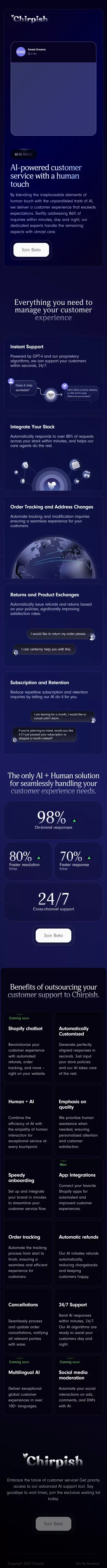 Chirpish AI mobile view