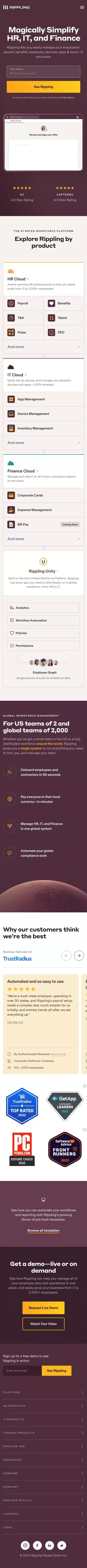 Rippling: #1 Workforce Management Platform | HR, IT, Finance mobile view