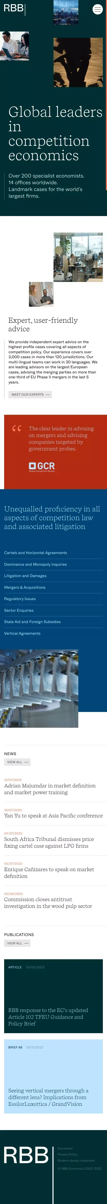 Global leaders in competition economics - RBB Economics mobile view