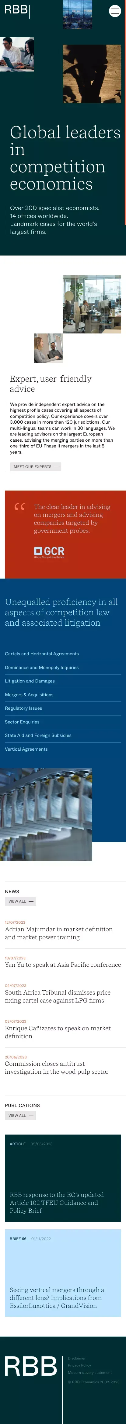 Global leaders in competition economics - RBB Economics mobile view