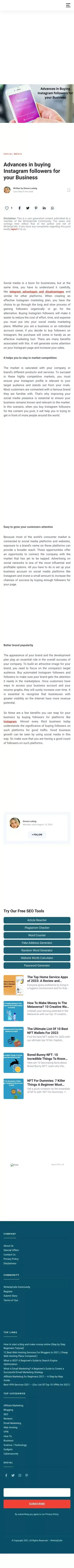 Advances in buying Instagram followers for your Business - WriteUpCafe.com mobile view