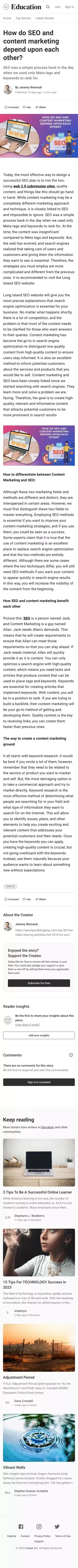 How do SEO and content marketing depend upon each other? | Education mobile view
