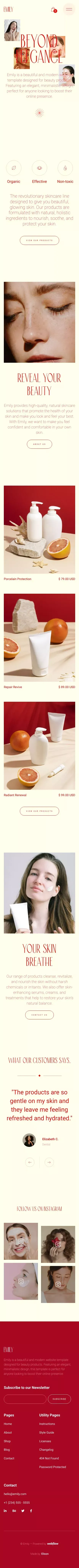 Emily - Webflow Ecommerce Website Template mobile view