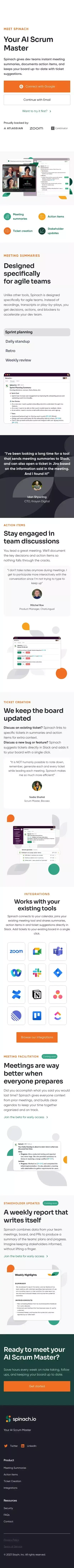 Meet your AI Scrum Master | Spinach.io mobile view