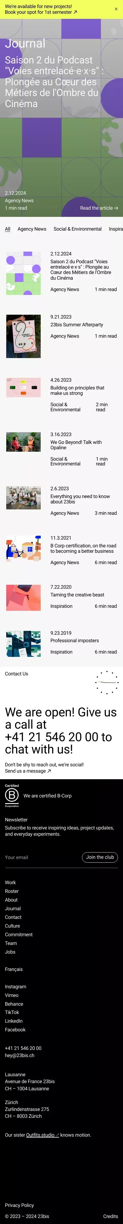Journal | 23bis mobile view